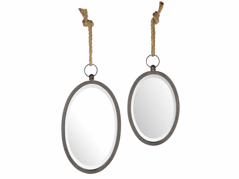 Lot De 2 Miroirs Ovale Avec Corde 4 Lot De 2 Miroirs Ovale Avec Corde – Image 2
