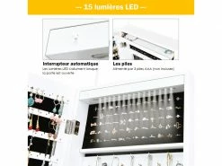 Giantex Armoire à Bijoux Mural Avec Miroir Et Led Accrochée à La Porte Avec Serrure Verrouillable Blanc -MIROIR Soldes Magasin G CNF A21197978 E