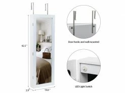 Miroir Coffre à Bijoux étagère Murale 4 Couches En Bois Avec Miroir Non Complet, 2 Tiroirs, 8 Lumières Led Bleues, Armoire De Rangement Pour Bijoux -MIROIR Soldes Magasin G CNF A25935956 E