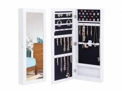 Giantex Armoire à Bijoux Avec Miroir Murale Cabinet De Bijoux Stockage Blanc