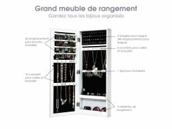 Giantex Armoire à Bijoux Avec Miroir Murale Cabinet De Bijoux Stockage Blanc 8 Giantex Armoire à Bijoux Avec Miroir Murale Cabinet De Bijoux Stockage Blanc -MIROIR Soldes Magasin G CNF A93301585 D