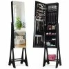 Armoire à Bijoux Avec 12 Led Sur Pied Doublure Intérieure En Velours Angle Réglable 36 × 33,4 X 154 Cm Noir -MIROIR Soldes Magasin G CNF B84962897 B