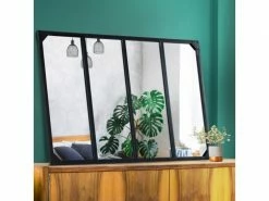 Miroir Verrière 4 Bandes Design Industriel 110x70 Cm -MIROIR Soldes Magasin G CNF D21312643 F