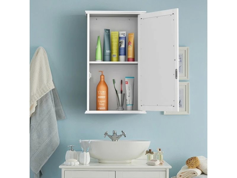 Giantex Armoire De Salle De Bain Avec Miroir, Armoire Miroir Murale à 2 Niveaux, Pour Pharmacie, Salle De Bain, Avec Etagère Réglable 4 Giantex Armoire De Salle De Bain Avec Miroir, Armoire Miroir Murale à 2 Niveaux, Pour Pharmacie, Salle De Bain, Avec Etagère Réglable – Image 2