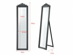 Miroir De Grande Taille Sur Pied Psyché Inclinable Solide Cadre Style Baroque Bois D'eucalyptus 160 X 40 Cm Gris Foncé [en.casa] -MIROIR Soldes Magasin G CNF D72920695 F