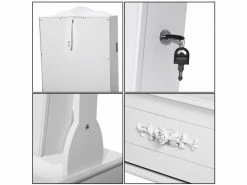 SONGMICS Armoire à Bijoux, LED, Grand Tiroir, Miroir Psyché, Roulettes, Serrure JBC61W -MIROIR Soldes Magasin G CNF D93808903 D