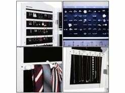 SONGMICS Armoire à Bijoux, LED, Grand Tiroir, Miroir Psyché, Roulettes, Serrure JBC61W -MIROIR Soldes Magasin G CNF D93808903 F