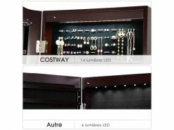 Giantex Armoire à Bijoux Sur Pied Avec 14 Lampes Led, Verrouillable, Réglable à 4 Angles Avec 2 Tiroirs Marron 9 Giantex Armoire à Bijoux Sur Pied Avec 14 Lampes Led, Verrouillable, Réglable à 4 Angles Avec 2 Tiroirs Marron -MIROIR Soldes Magasin G CNF E98031531 E