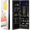 Costway Armoire à Bijoux Avec éclairage Led, Miroir Plein Sans Cadre Et 2 Tiroirs, Fixer Au Mur Ou à Suspendre Sur Porte, Pour Ranger Boucles D’oreilles Et Colliers (noir) -MIROIR Soldes Magasin G CNF F31067921 B