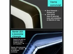 Aica Miroir Lumineux Led Avec Anti-buée Commande Par Effleurement Modèle Carré Horizontal/vertical 140x80cm -MIROIR Soldes Magasin G CNF F49956595 E