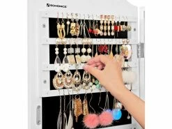 SONGMICS Armoire à Bijoux, Armoire De Rangement Mural, Avec Miroir, Blanc JBC83W -MIROIR Soldes Magasin G CNF G59762107 E
