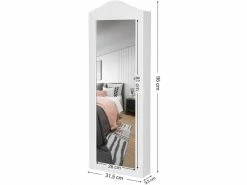 SONGMICS Armoire à Bijoux, Armoire De Rangement Mural, Avec Miroir, Blanc JBC83W -MIROIR Soldes Magasin G CNF G59762107 F