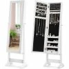 Costway Armoire à Bijoux Sur Pied Avec Miroir Inclinable En 3 Positions, Armoire De Rangement Cosmétiques De Grande Capacité Avec 4 étagères, Blanc -MIROIR Soldes Magasin G CNF G61102022 B