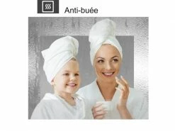 Aica Miroir Mural Lumineux Led Avec Anti-buée Commande Par Effleurement Modèle Double 80x60cm Réversible -MIROIR Soldes Magasin G CNF H30328102 E