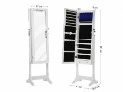 Songmics Led Armoire à Bijoux Armoire De Rangement Sur Pieds Avec Serrure Miroir Toute-longueur 4 étagères 2 Tiroirs Blanc Jbc94w -MIROIR Soldes Magasin G CNF H73094282 E