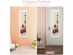 Costway Armoire à Bijoux Mural Avec Miroir Et 3 Niveaux D’étagère Intégrée,blanc,armoire De Rangement Cosmétiques Accrochée à La Porte -MIROIR Soldes Magasin G CNF I49111636 D