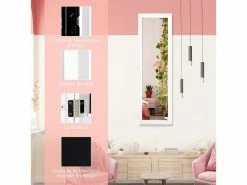 Costway Armoire à Bijoux Mural Avec Miroir Et 3 Niveaux D’étagère Intégrée,blanc,armoire De Rangement Cosmétiques Accrochée à La Porte -MIROIR Soldes Magasin G CNF I49111636 E