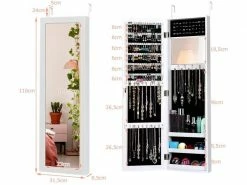 Costway Armoire à Bijoux Mural Avec Miroir Et 3 Niveaux D’étagère Intégrée,blanc,armoire De Rangement Cosmétiques Accrochée à La Porte -MIROIR Soldes Magasin G CNF I49111636 F