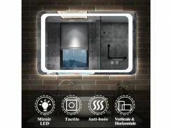Aica Miroir Lumineux Led Avec Anti-buée Commande Par Effleurement Horizontal/vertical 100x60cm