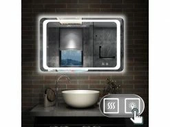 Aica Miroir Lumineux Led Avec Anti-buée Commande Par Effleurement Horizontal/vertical 100x60cm -MIROIR Soldes Magasin G CNF I58080817 D