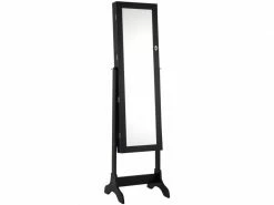 Costway Armoire à Bijoux Sur Pied Avec Miroir Inclinable En 4 Positions, Noir,armoire De Rangement Cosmétiques Verrouillable De Grande Capacité -MIROIR Soldes Magasin G CNF I64771810 D