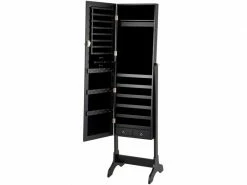 Costway Armoire à Bijoux Sur Pied Avec Miroir Inclinable En 4 Positions, Noir,armoire De Rangement Cosmétiques Verrouillable De Grande Capacité -MIROIR Soldes Magasin G CNF I64771810 E