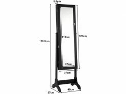 Costway Armoire à Bijoux Sur Pied Avec Miroir Inclinable En 4 Positions, Noir,armoire De Rangement Cosmétiques Verrouillable De Grande Capacité -MIROIR Soldes Magasin G CNF I64771810 F