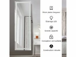 Armoire à Bijoux Avec Ecran Tactile, Lumineux Led, Verrouillable Rangement Pour Bijoux Et Cosmétiques Blanc 10 Armoire à Bijoux Avec Ecran Tactile, Lumineux Led, Verrouillable Rangement Pour Bijoux Et Cosmétiques Blanc -MIROIR Soldes Magasin G CNF K60117423 E