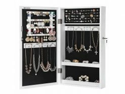 SONGMICS Armoire à Bijoux Murale, Organisateur De Bijoux, Rangement, Verrouillable, Avec Miroir, Peu Encombrant, Blanc JBC51W -MIROIR Soldes Magasin G CNF K82081257 D
