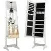 Costway Armoire à Bijoux Sur Pied,rangement Avec Miroir Plein Longueur Sur Le Miroir, Miroir Sur Pieds Verrouillable Avec Crochet De Collier, Avec Serrure Et Clés,5 Etagères (blanc) 2 Costway Armoire à Bijoux Sur Pied,rangement Avec Miroir Plein Longueur Sur Le Miroir, Miroir Sur Pieds Verrouillable Avec Crochet De Collier, Avec Serrure Et Clés,5 Etagères (blanc) -MIROIR Soldes Magasin G CNF K98216248 B