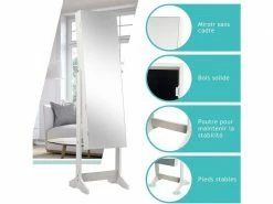 Costway Armoire à Bijoux Sur Pied,rangement Avec Miroir Plein Longueur Sur Le Miroir, Miroir Sur Pieds Verrouillable Avec Crochet De Collier, Avec Serrure Et Clés,5 Etagères (blanc) 9 Costway Armoire à Bijoux Sur Pied,rangement Avec Miroir Plein Longueur Sur Le Miroir, Miroir Sur Pieds Verrouillable Avec Crochet De Collier, Avec Serrure Et Clés,5 Etagères (blanc) -MIROIR Soldes Magasin G CNF K98216248 D