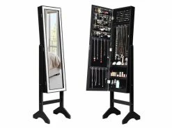 Armoire à Bijoux Sur Pied Giantex Avec Miroirs Style Romantique Noir