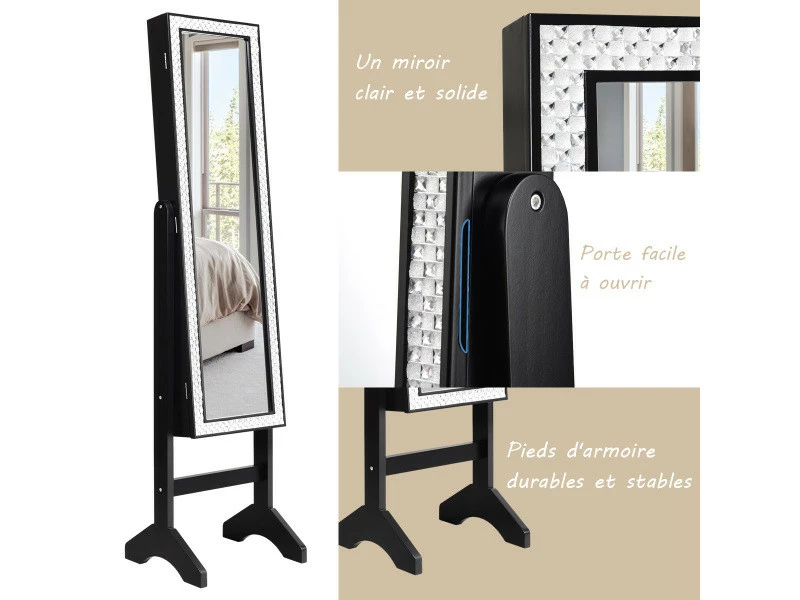 Armoire à Bijoux Sur Pied Giantex Avec Miroirs Style Romantique Noir 4 Armoire à Bijoux Sur Pied Giantex Avec Miroirs Style Romantique Noir – Image 2