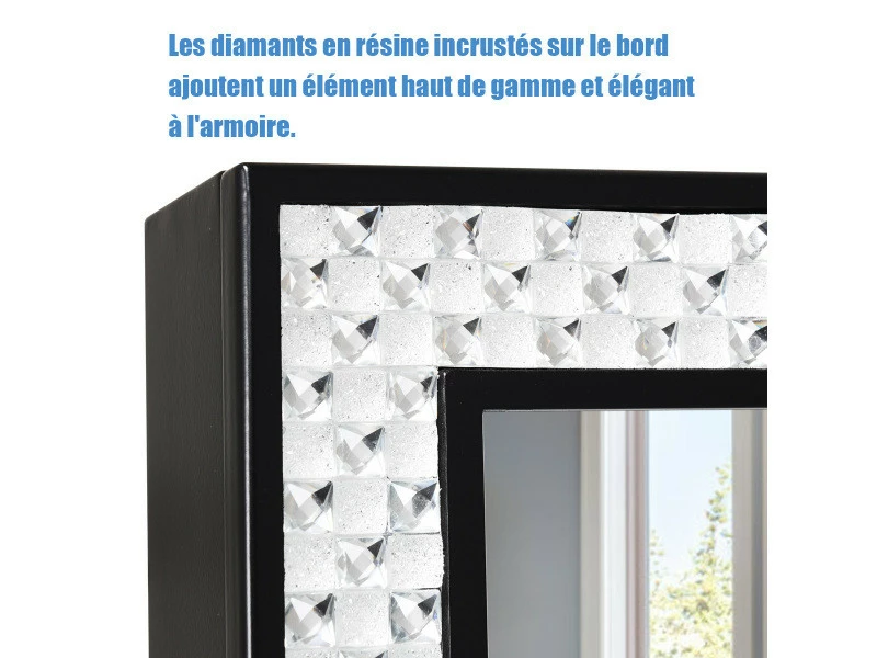 Armoire à Bijoux Sur Pied Giantex Avec Miroirs Style Romantique Noir 6 Armoire à Bijoux Sur Pied Giantex Avec Miroirs Style Romantique Noir – Image 4