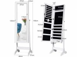 Costway Armoire à Bijoux Sur Pied Avec Miroir Inclinable En 4 Positions, Armoire De Rangement Cosmétiques Verrouillable De Grande Capacité Avec 6 étagères, 2 Tiroirs, Pour Salon, Chambre (blanc) 9 Costway Armoire à Bijoux Sur Pied Avec Miroir Inclinable En 4 Positions, Armoire De Rangement Cosmétiques Verrouillable De Grande Capacité Avec 6 étagères, 2 Tiroirs, Pour Salon, Chambre (blanc) -MIROIR Soldes Magasin G CNF L98280911 E