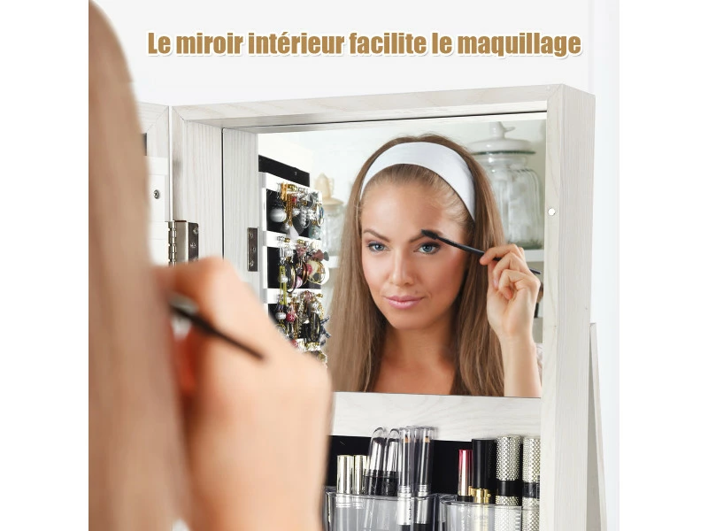 Giantex 2 In 1 Schmuckschrank & Leiterregal Mit Ganzkörperspiegel Und Kleinem Schminkspiegel, Schmuck Spiegelschrank Abschließbar Und Drehbar, Schmuckregal Stehend 5 Giantex 2 In 1 Schmuckschrank & Leiterregal Mit Ganzkörperspiegel Und Kleinem Schminkspiegel, Schmuck Spiegelschrank Abschließbar Und Drehbar, Schmuckregal Stehend â Image 3