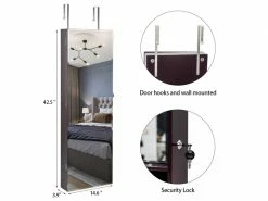 Miroir Coffre à Bijoux Complet En Bois Tenture Murale 5 Couches étagère 2 Tiroirs Rangement Bijoux Armoire Miroir -MIROIR Soldes Magasin G CNF M55079236 E