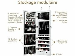 Costway Armoire à Bijoux Murale Avec Lumières Led Et Miroir,rangement Avec Miroir Plein Longueur Sur Le Miroir,autoportante Verrouillable Avec Crochet De Collier, Avec Serrure Et Clés (blanc) 9 Costway Armoire à Bijoux Murale Avec Lumières Led Et Miroir,rangement Avec Miroir Plein Longueur Sur Le Miroir,autoportante Verrouillable Avec Crochet De Collier, Avec Serrure Et Clés (blanc) -MIROIR Soldes Magasin G CNF O35138969 D