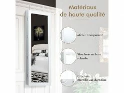 Costway Armoire à Bijoux Murale Avec Lumières Led Et Miroir,rangement Avec Miroir Plein Longueur Sur Le Miroir,autoportante Verrouillable Avec Crochet De Collier, Avec Serrure Et Clés (blanc) 11 Costway Armoire à Bijoux Murale Avec Lumières Led Et Miroir,rangement Avec Miroir Plein Longueur Sur Le Miroir,autoportante Verrouillable Avec Crochet De Collier, Avec Serrure Et Clés (blanc) -MIROIR Soldes Magasin G CNF O35138969 F