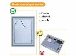 Ocean Sanitaire 90x70cm Miroir Salle De Bain Antibuéed--interrupteur Tactile--miroir Horizontal Ou Vertical--miroir Le -MIROIR Soldes Magasin G CNF O91435917 D