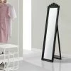 Miroir De Grande Taille Sur Pied Psyché Inclinable Solide Cadre Style Baroque Bois D'eucalyptus 160 X 40 Cm Noir Mat [en.casa] -MIROIR Soldes Magasin G CNF Q53546113 B