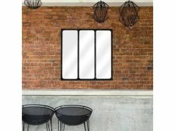 Léa - Miroir Verrière Métal 70x70 - Couleur - Noir -MIROIR Soldes Magasin G CNF Q76067046 D