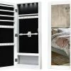Costway Armoire à Bijoux Mural Avec Miroir, Armoire De Rangement Accrochée à Porte, Mdf, 35 X 9 X 88cm Blanche Avec Flash Argenté -MIROIR Soldes Magasin G CNF Q95751393 B