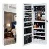 Armoire à Bijoux Murale 4 Couches En Bois Avec Miroir Complet 2 Tiroirs Avec Miroir Intérieur 8 Armoire De Rangement Pour Bijoux à Lumière Led Bleue -MIROIR Soldes Magasin G CNF S29969314 B