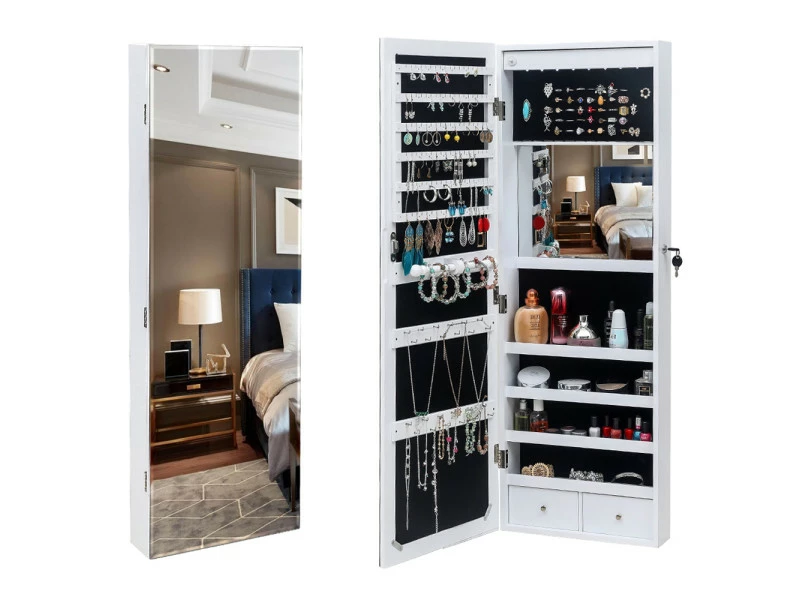 Armoire à Bijoux Murale 4 Couches En Bois Avec Miroir Complet 2 Tiroirs Avec Miroir Intérieur 8 Armoire De Rangement Pour Bijoux à Lumière Led Bleue 3 Armoire à Bijoux Murale 4 Couches En Bois Avec Miroir Complet 2 Tiroirs Avec Miroir Intérieur 8 Armoire De Rangement Pour Bijoux à Lumière Led Bleue