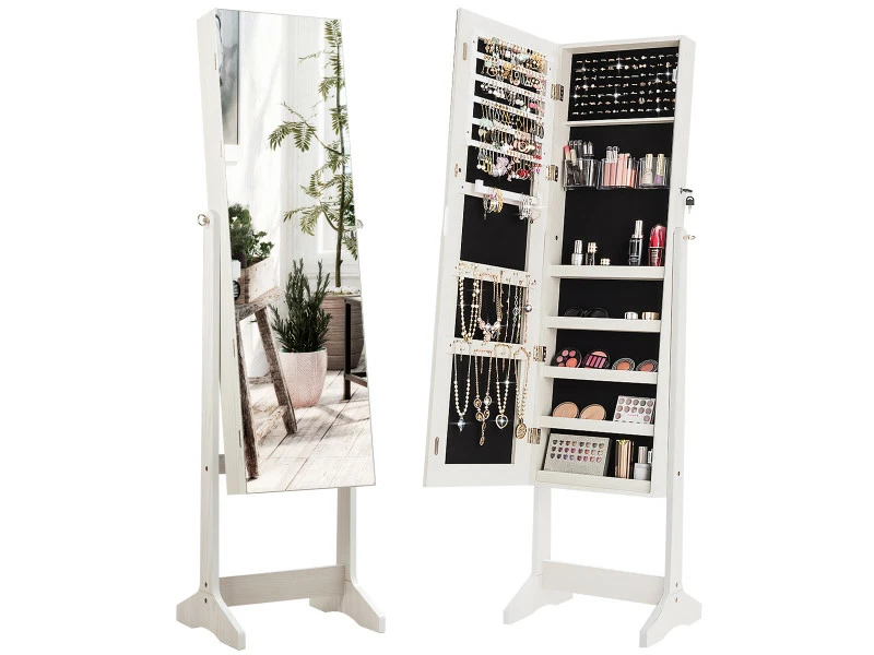 Armoire à Bijoux Avec Grand Miroir Psychéverrouillable Réglable Sur 3 Positions Blanc 3 Armoire à Bijoux Avec Grand Miroir Psychéverrouillable Réglable Sur 3 Positions Blanc