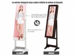 Armoire à Bijoux Avec Grand Miroir Psychéverrouillable Réglable Sur 3 Positions Blanc 7 Armoire à Bijoux Avec Grand Miroir Psychéverrouillable Réglable Sur 3 Positions Blanc -MIROIR Soldes Magasin G CNF S91115729 D