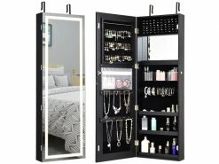 Armoire à Bijoux Avec Ecran Tactile, Lumineux Led, Verrouillable Rangement Pour Bijoux Et Cosmétiques Noir