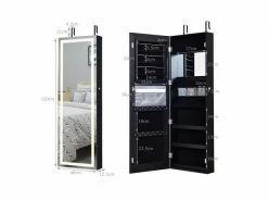 Armoire à Bijoux Avec Ecran Tactile, Lumineux Led, Verrouillable Rangement Pour Bijoux Et Cosmétiques Noir -MIROIR Soldes Magasin G CNF T12058914 E
