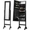 Costway Armoire à Bijoux Sur Pied,Rangemen Avec Miroir Plein Longueur & Lumières LED Sur Le Miroir (Noir) -MIROIR Soldes Magasin G CNF T78800566 B